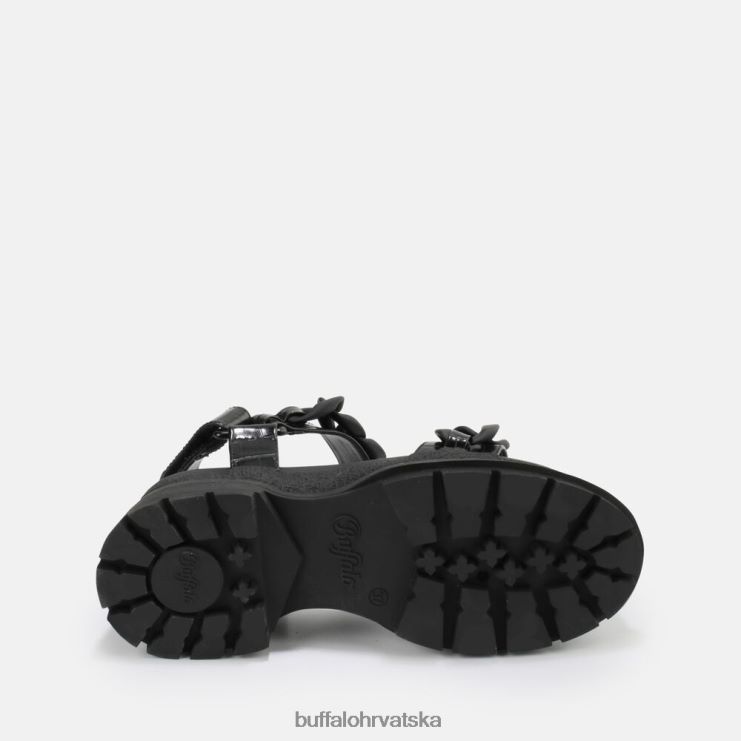 crno Buffalo rude lančana sandala s platformom veganska |sandale TDD6T28